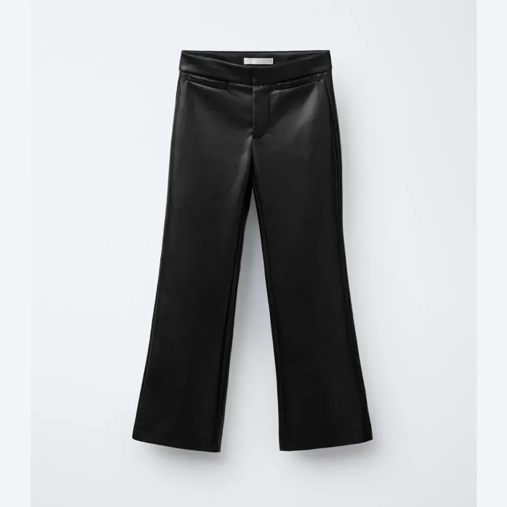 ZARA Faux Leather Black Flare Pants